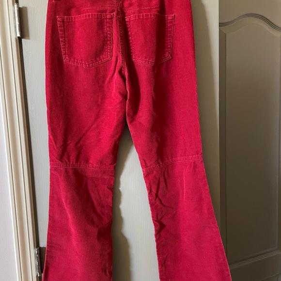 Express Red Corduroy Jeans, Size 9/10, Low Rise Flare - Picture 3 of 5